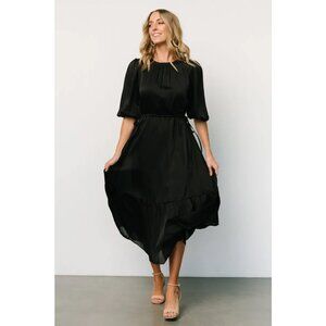 NWT SUGARLIPS 💋 Lauretta Round Neckline 3/4 Sleeve Tie Waist Chiffon Dress